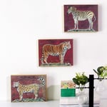 Tris di quadri in legno animali della savana