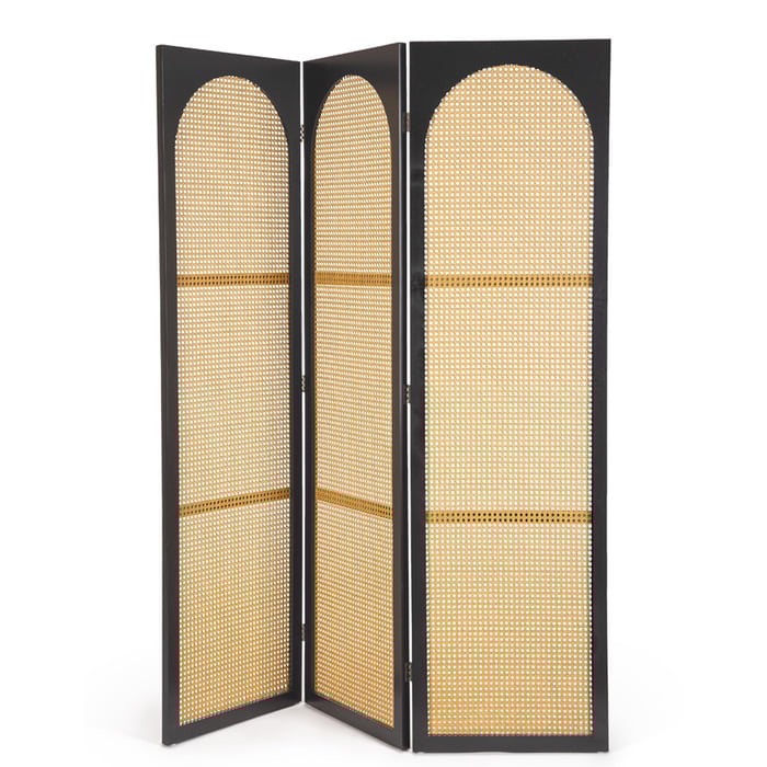 Paravento Josine con inserti in rattan 3 ante, Bizzotto - immagine 1