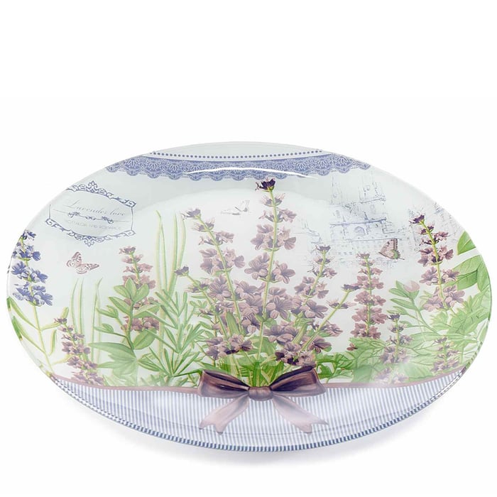 Piatto tondo in vetro colorato, Lavender Love - immagine 1