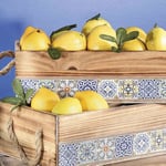 Set 2 cassette in legno manici in corda, decori "Maiolica"