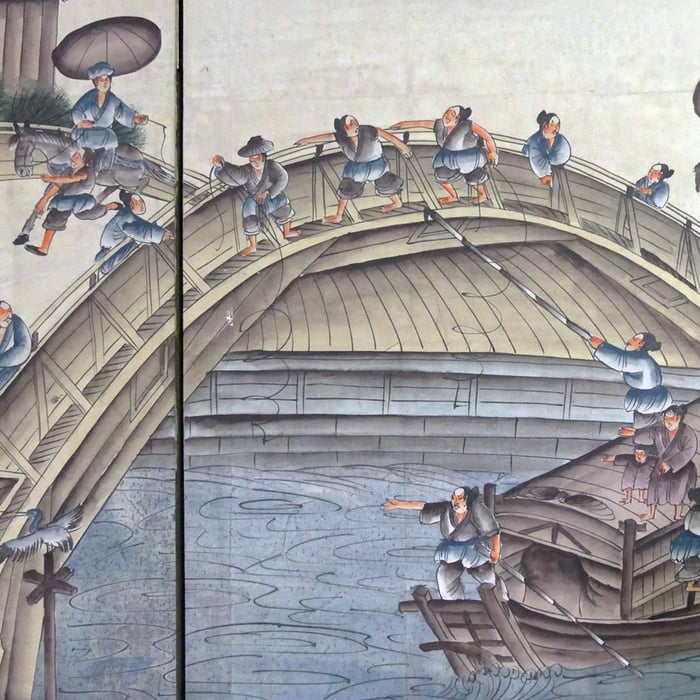 Dipinto su seta, vita quotidiana della dinastia Qing - immagine 11