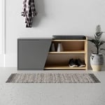 Panca scarpiera Fiona, struttura in rovere, frontali antracite e cuscino su seduta