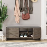 Scarpiera panca Zulla con 2 ante e cuscino, Dark Coffee