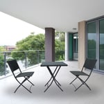 Set tavolo e sedie pieghevoli in rattan nero, WRB015