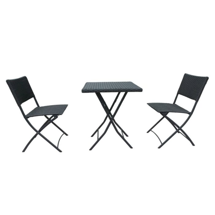 Set tavolo e sedie pieghevoli in rattan nero, WRB015 - immagine 2