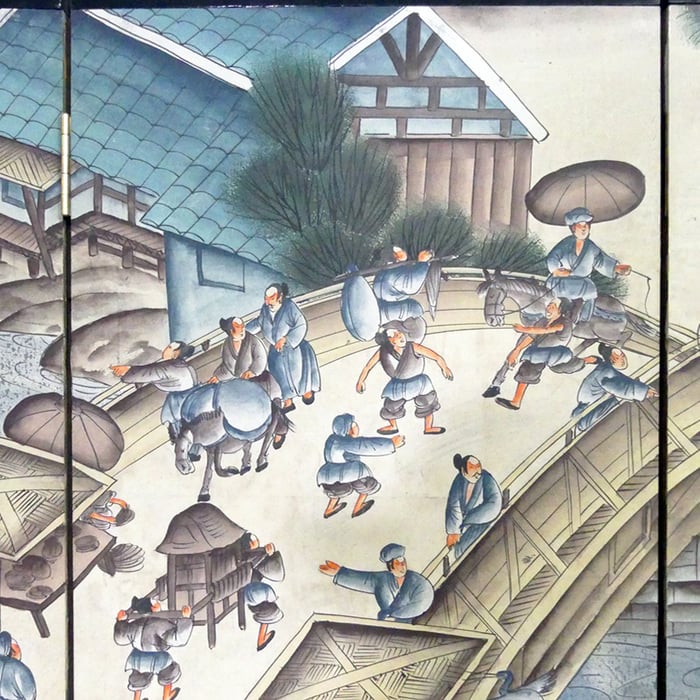 Dipinto su seta, vita quotidiana della dinastia Qing - immagine 14