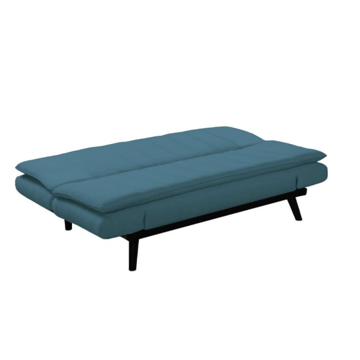 Divano letto Kyl in tessuto colore blue con piedi metallo neri - immagine 6