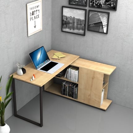 Scrivania Oslo con libreria angolare reversibile