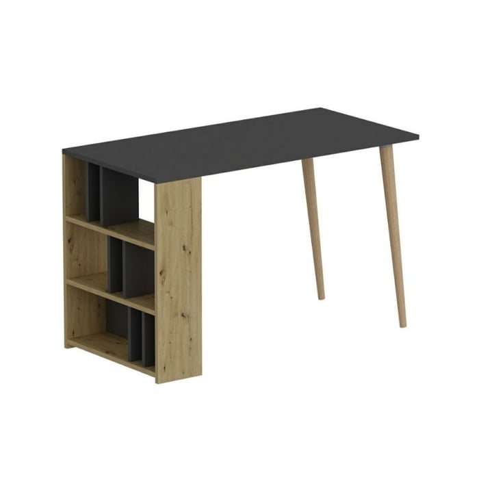 Scrivania con libreria laterale noce antracite, Pina 120 - immagine 5