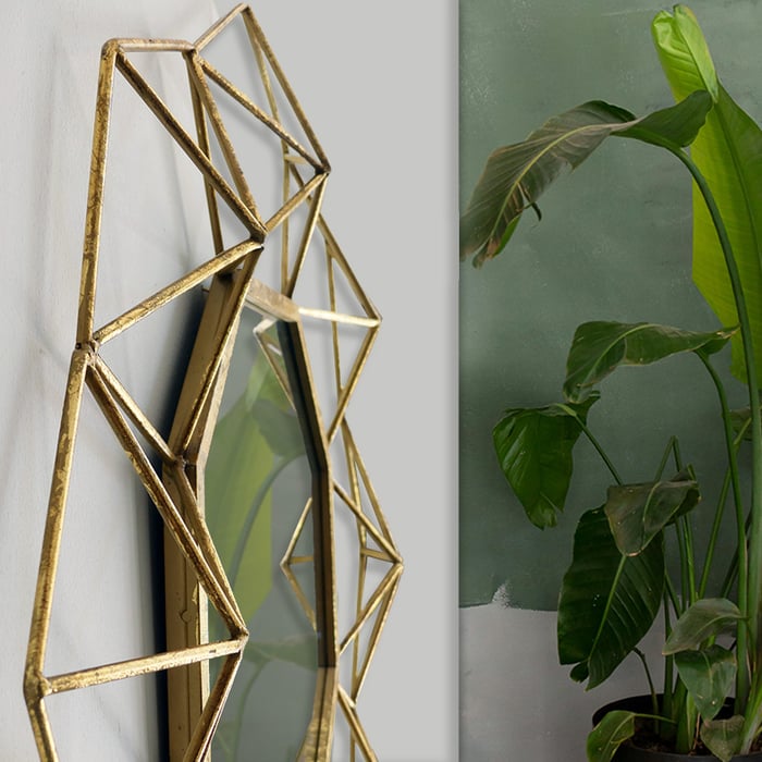 Specchio tondo Wer, metallo oro - immagine 2