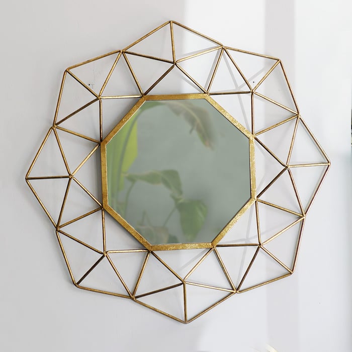 Specchio tondo Wer, metallo oro - immagine 4
