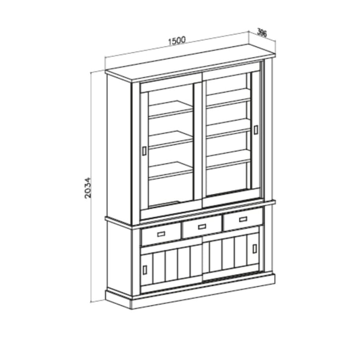 Vetrina Anthony67120, 2 ante vetro e 3 cassetti, rovere wotan e anderson pine - immagine 2