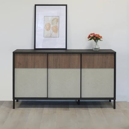 Mobile credenza in legno zebrano e bianco opaco 115x115 cm 9