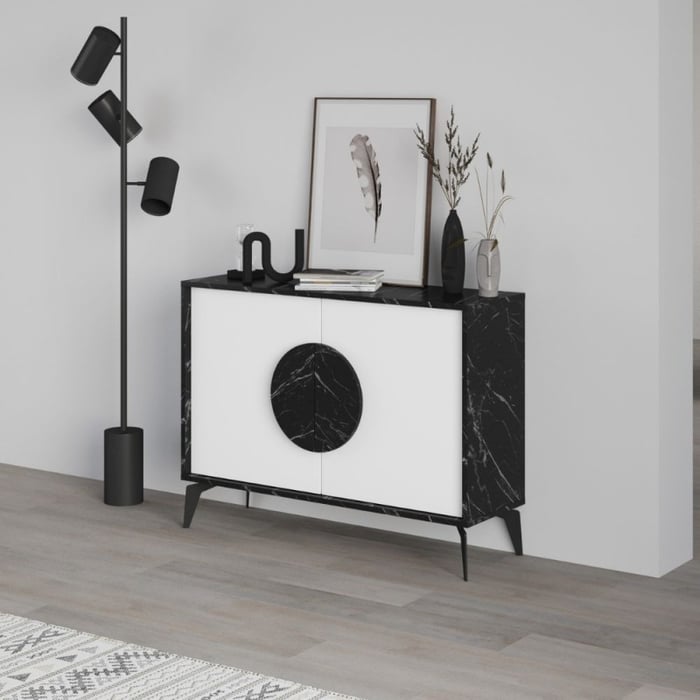 Madia Gora 110 cm, struttura colore bendir e ante colore bianco - immagine 2