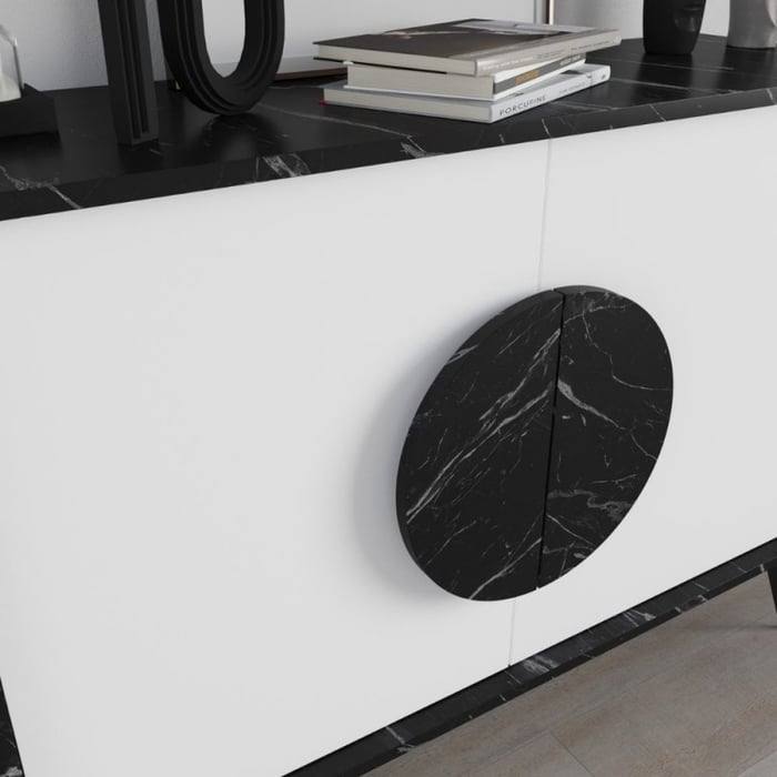 Madia Gora 110 cm, struttura colore bendir e ante colore bianco - immagine 3