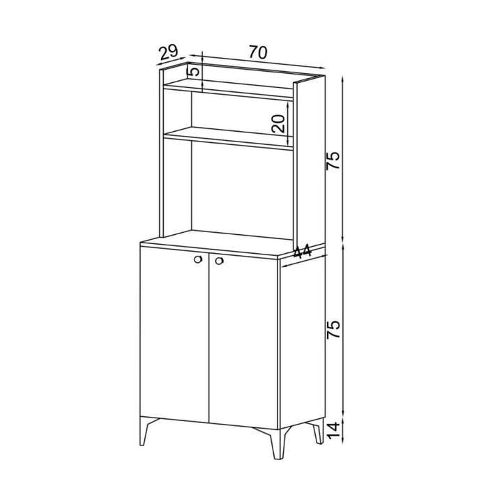 Credenza alta Zanne, 2 ante e vani a giorno rovere per forno microonde - immagine 4
