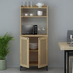 Credenza alta Zanne, 2 ante e vani a giorno rovere per forno microonde