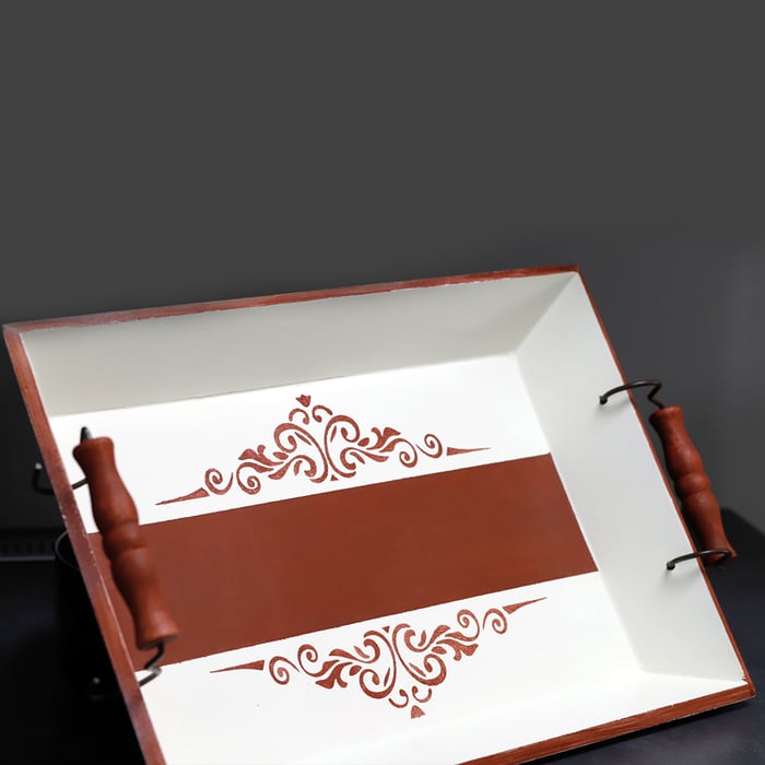 Vassoio in legno dipinto a mano, stile Shabby Chic - immagine 1