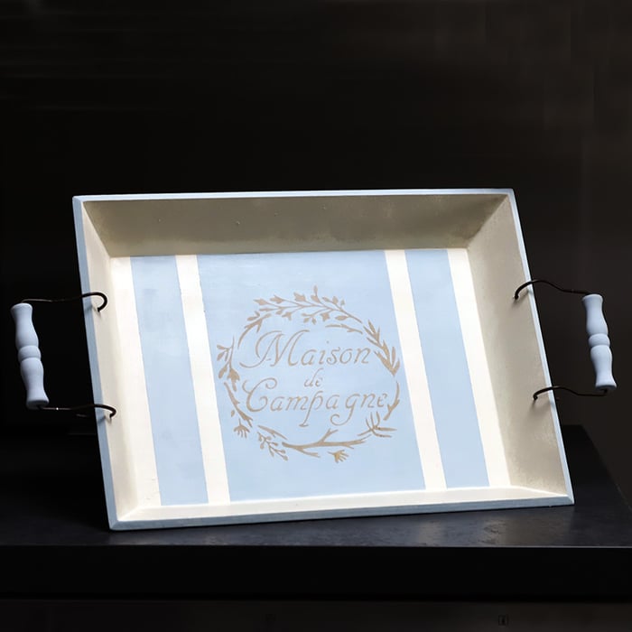 Vassoio in legno dipinto a mano, stile Shabby Chic - immagine 3