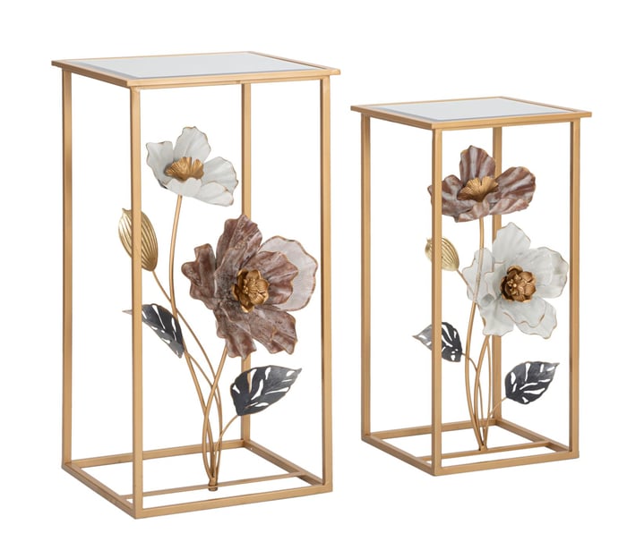 Tavolinetti flower coppia cm 36x36x70-30x30x60 1