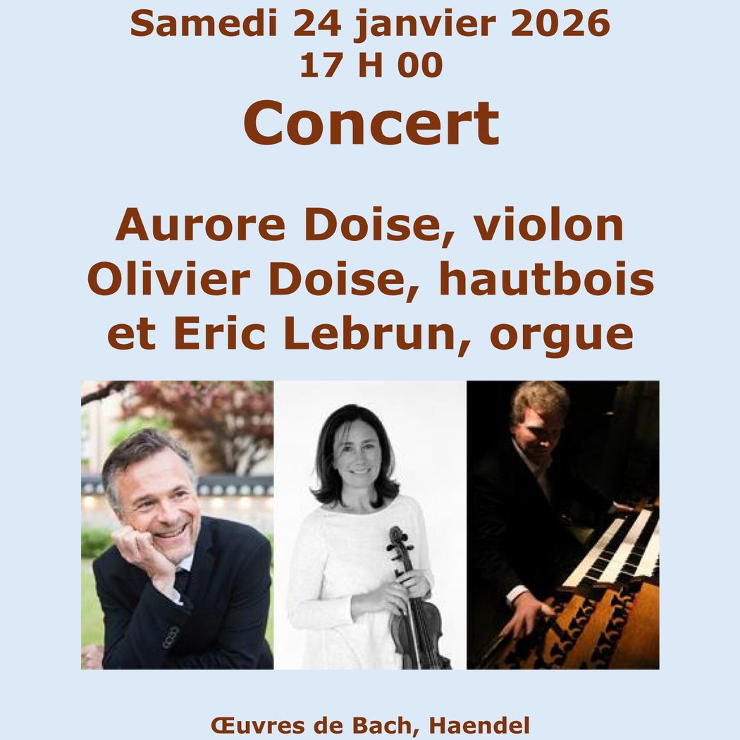 Concert Aurore Doise, Olivier Doise, Éric Lebrun – Œuvres de Bach et Haendel 1