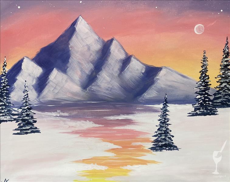 Wintery Mountain Moonrise 1
