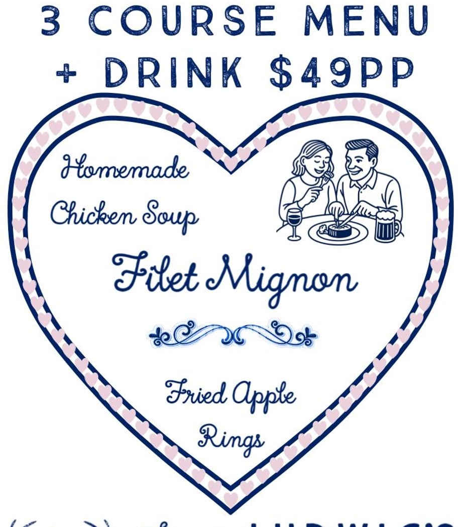 Valentine's Day Three Course Menu 1
