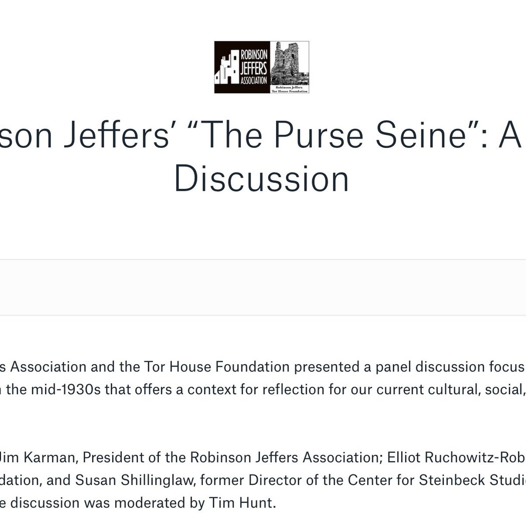 Recording for Virtual Panel Discussion on Robinson Jeffers' Poem 'The Purse-Seine' 1