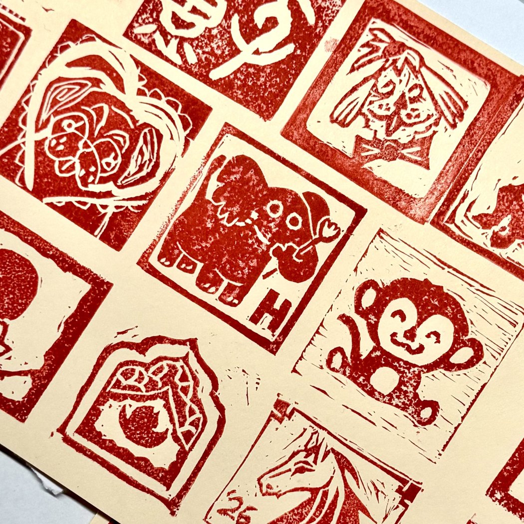 Linocut Bookmark Printing Workshop 1