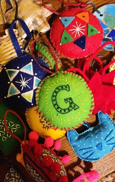 Hand Embroidered Felt Holiday Ornaments 1