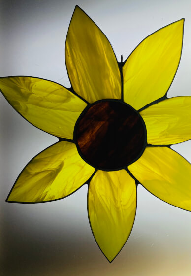 LARGE STAINED GLASS SUNFLOWER WORKSHOP 1