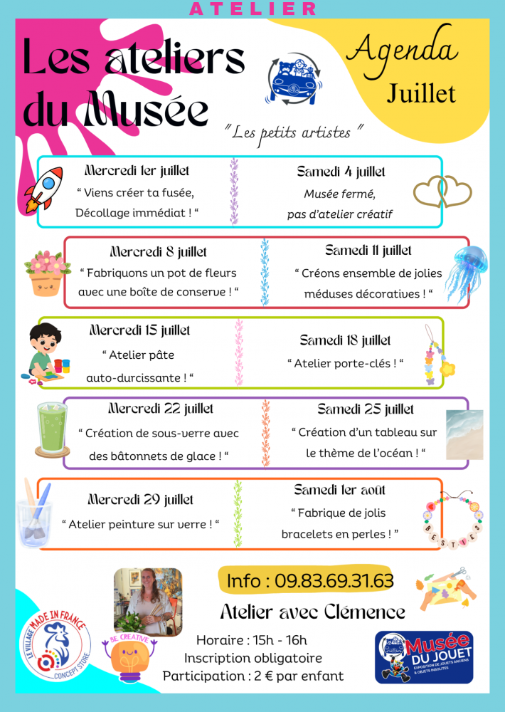 Ateliers créatifs et visites guidées pour enfants