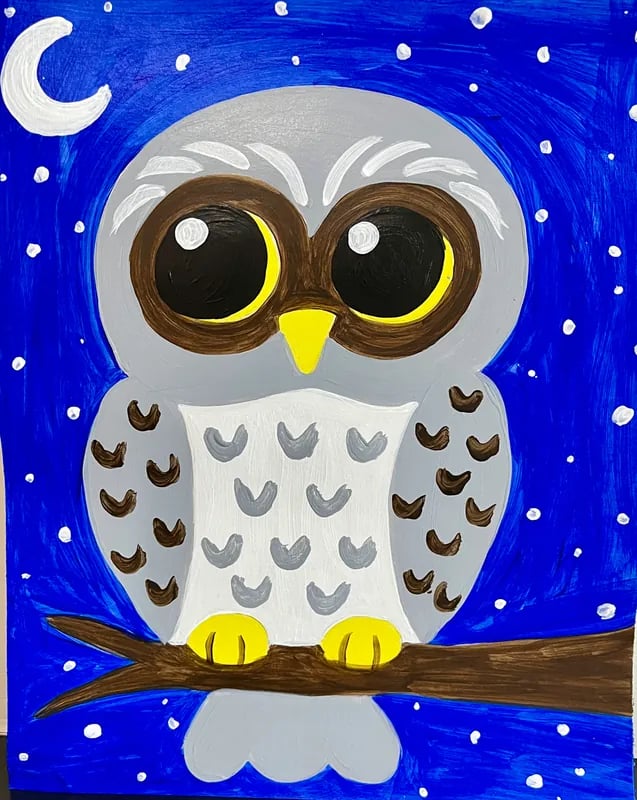 Snowy Owl in the Moonlight- Painting pARTy for Kids