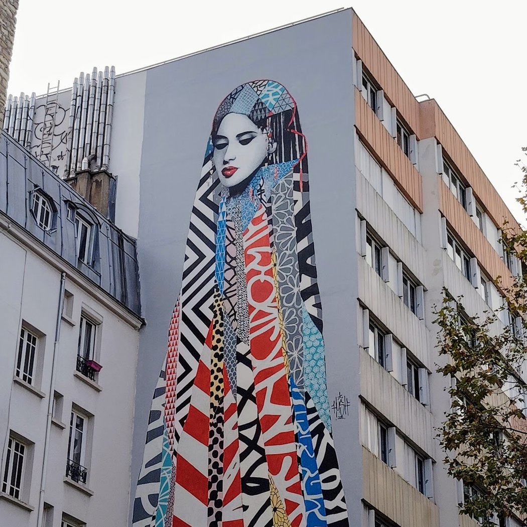 Fresque la " Geisha-02", de Hush 3