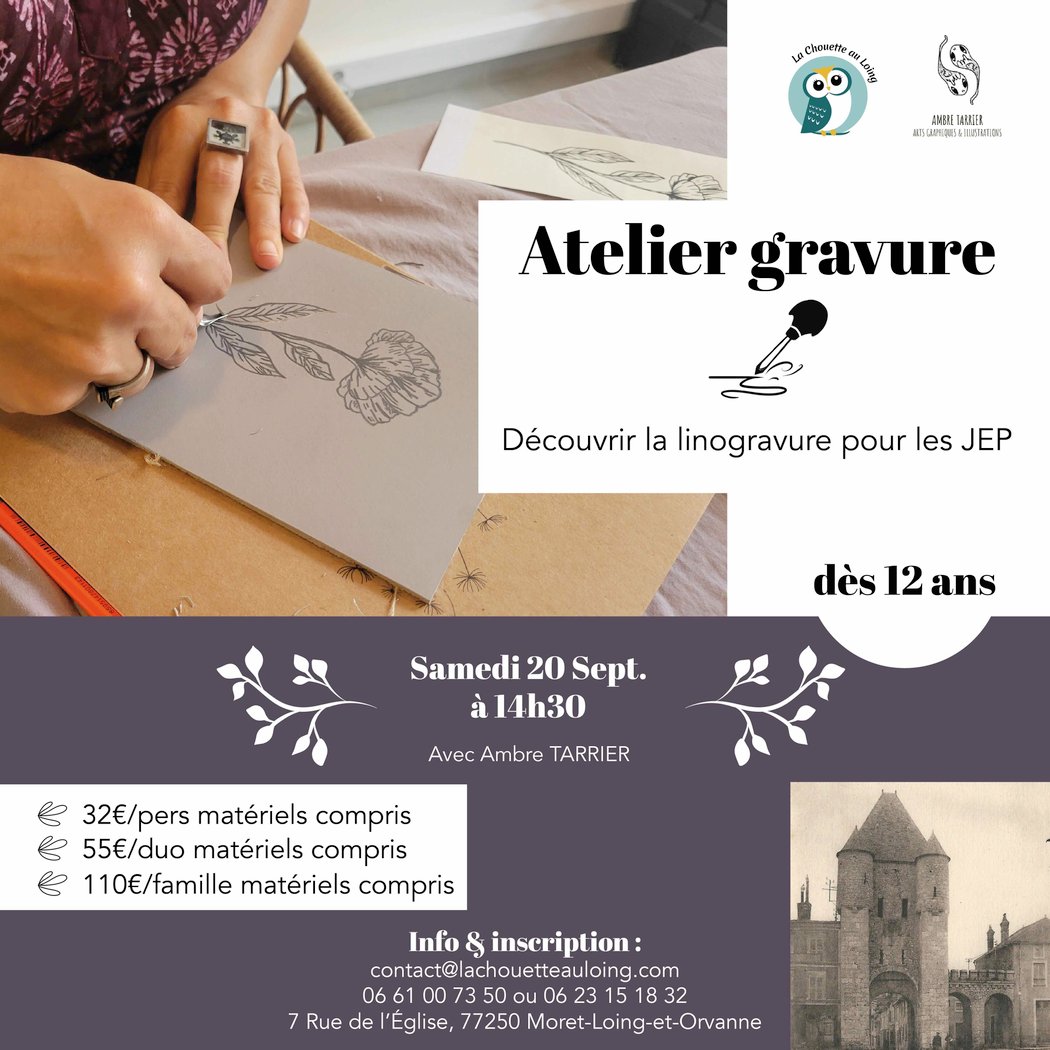 Atelier Linogravure avec Ambre spécial JEP 1