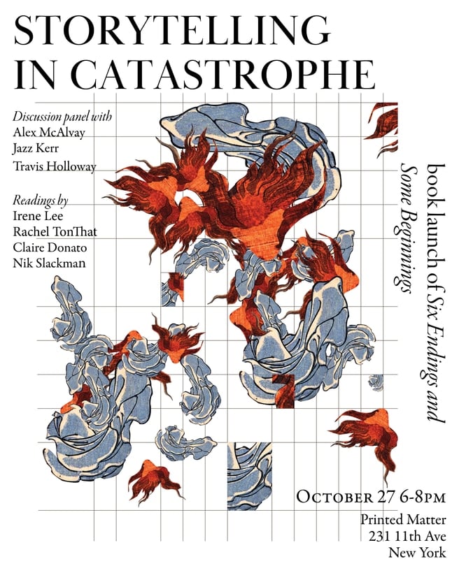 Storytelling in Catastrophe, the launch of Six Endings and Some Beginnings by Oreades Press 1