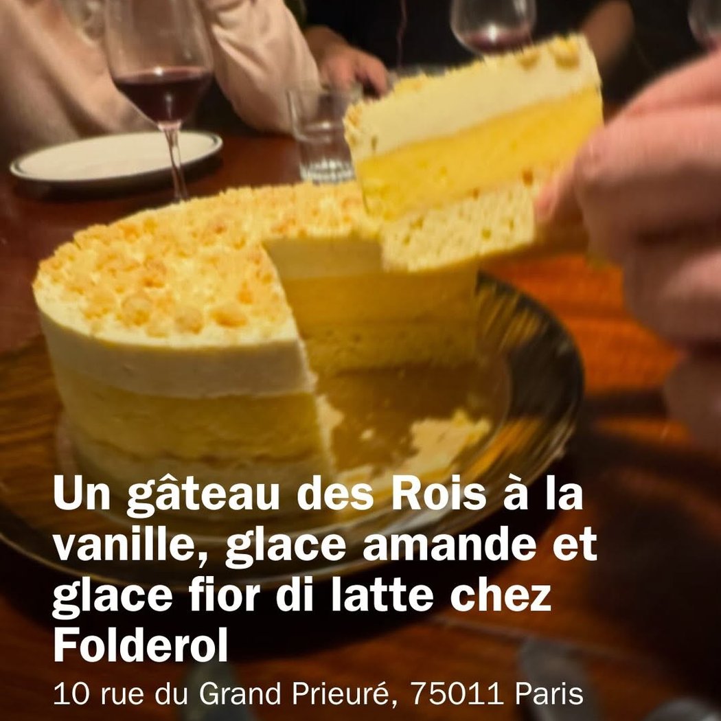 Un gâteau des Rois à la vanille, glace amande et glace fior di latte 1