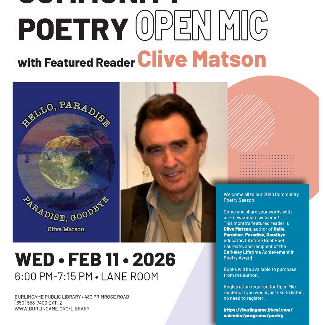 Community Poetry Open Mic with featured reader, Clive Matson 1