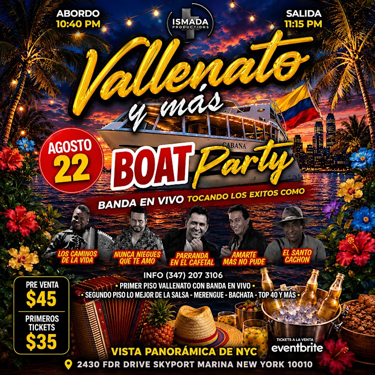 Vallenato Boat Party | Banda en Vivo & noche latina 1