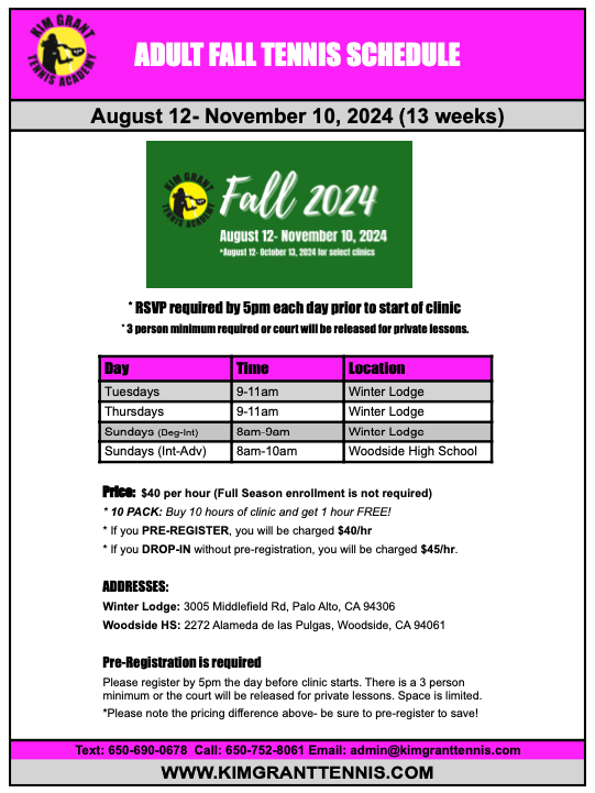Adult Fall Schedule 1