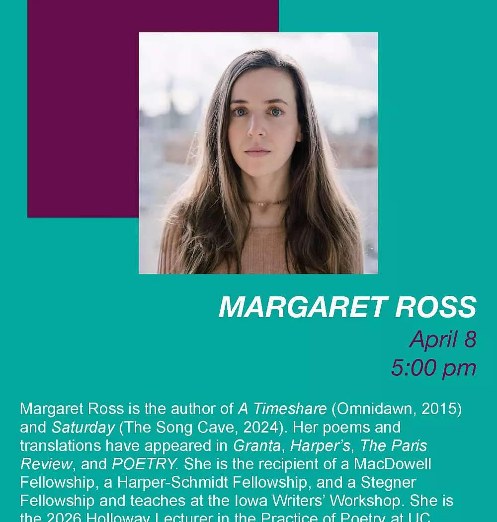 Holloway Poetry Series: Margaret Ross, Holloway Lecturer in the Practice of Poetry 1