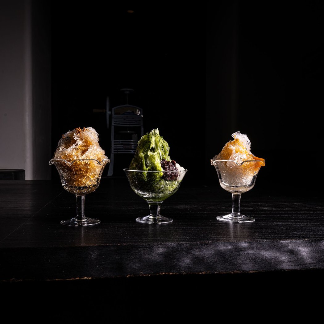 Trio de Kakigōri au salon de thé Sabō 1