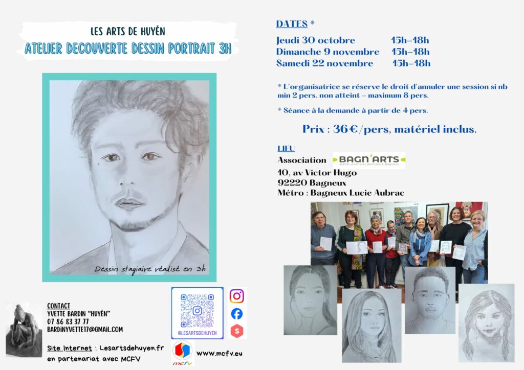 Ateliers d’initiation au dessin de portraits par Huyên 1