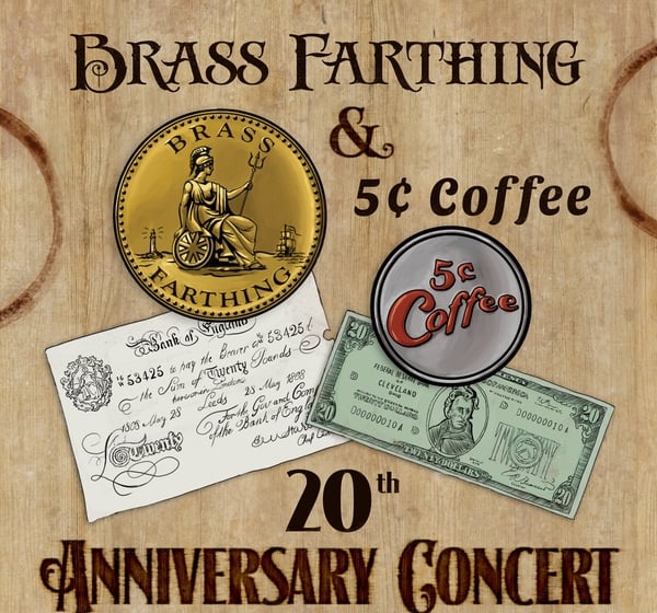 Brass Farthing & 5 Cent Coffee 1