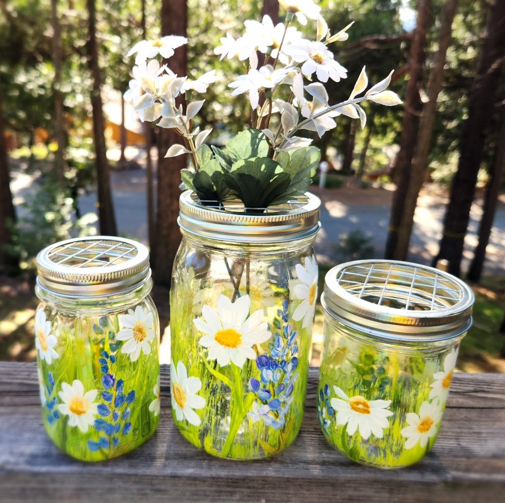 Daisies and Lupines on Glass Class 1