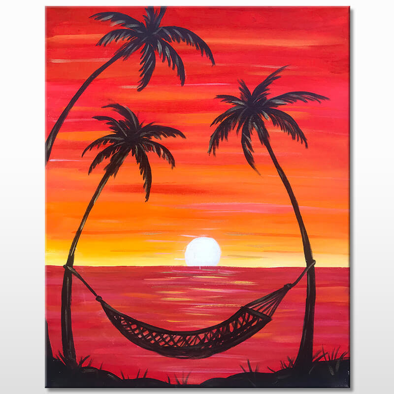 Ocean Sunset Paint and Sip Class 1