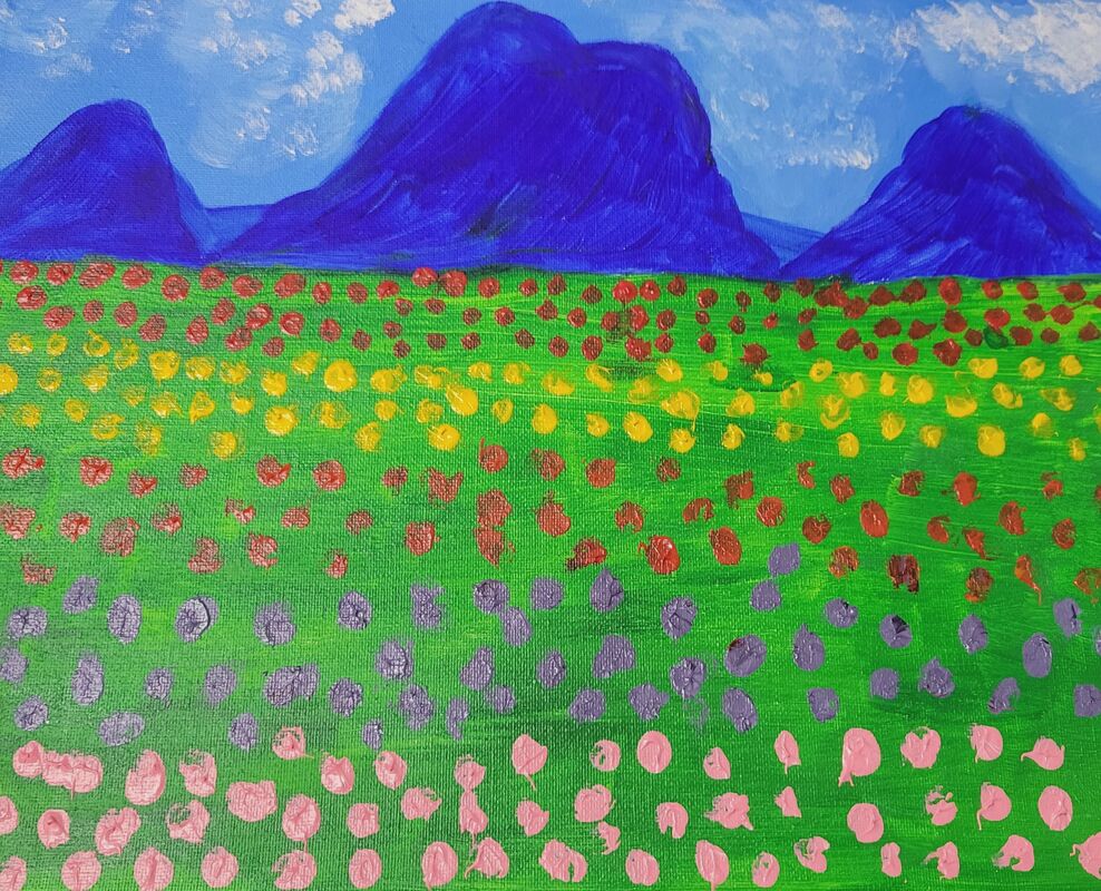 Mommy and Me - Mountains and a Field of Flowers 1