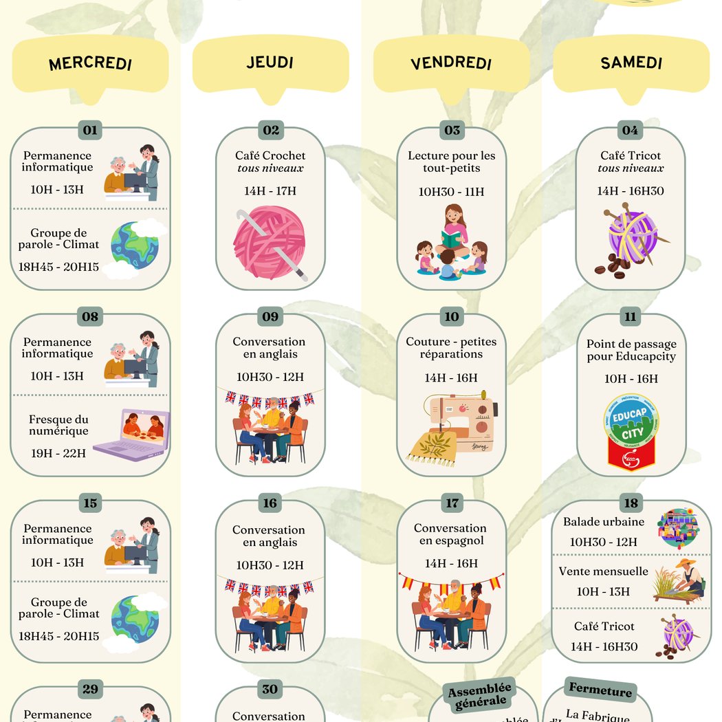 Planning d’avril 1