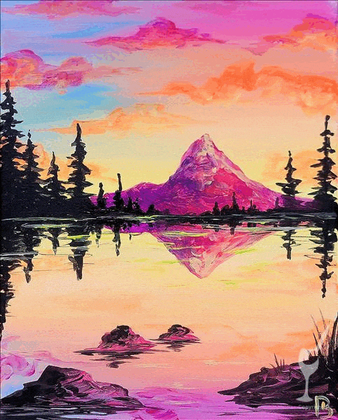 Neon Mountain Sunset 1