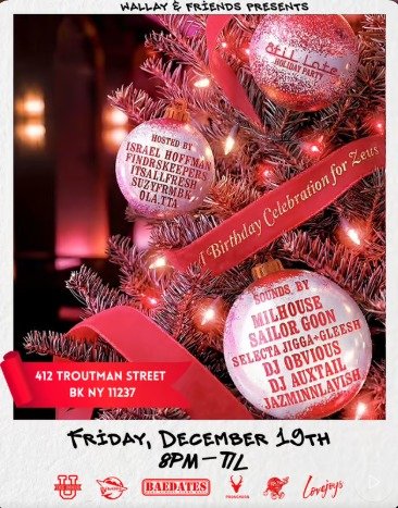 WALLAY & FRIENDS 8 TIL LATE HOLIDAY PARTY 1
